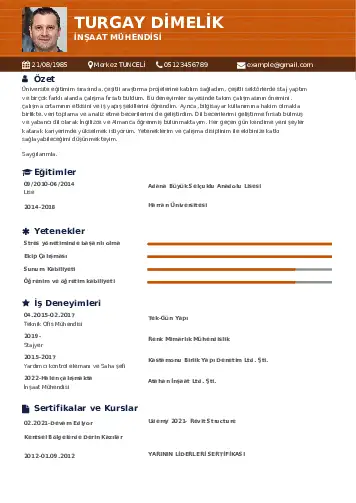 İnşaat Mühendisi Cv Örnekleri cv indir